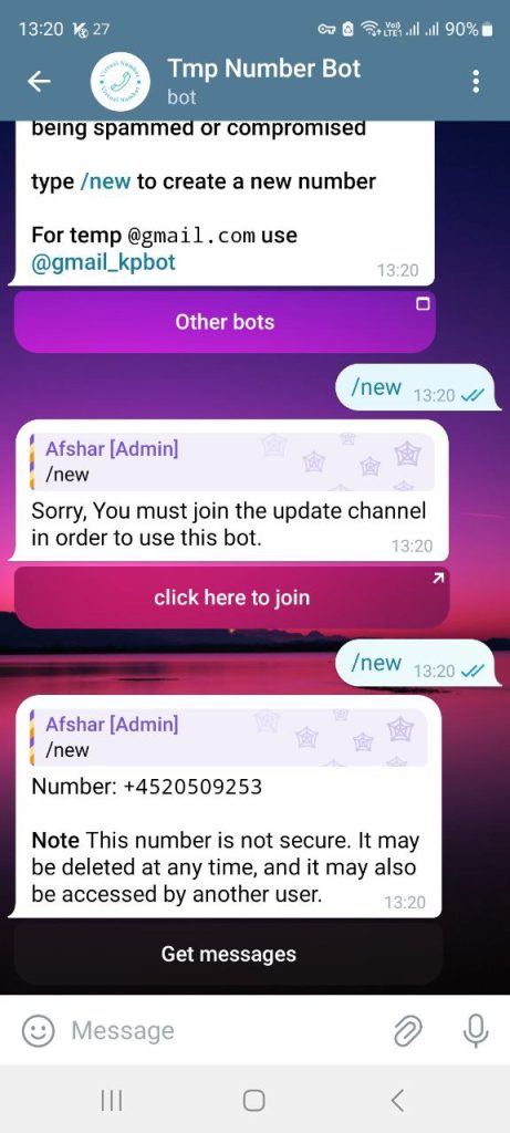 ربات شماره مجازی رایگان