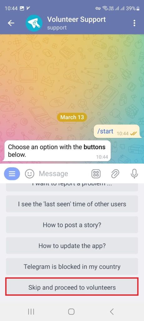 ربات حل مشکل تلگرام