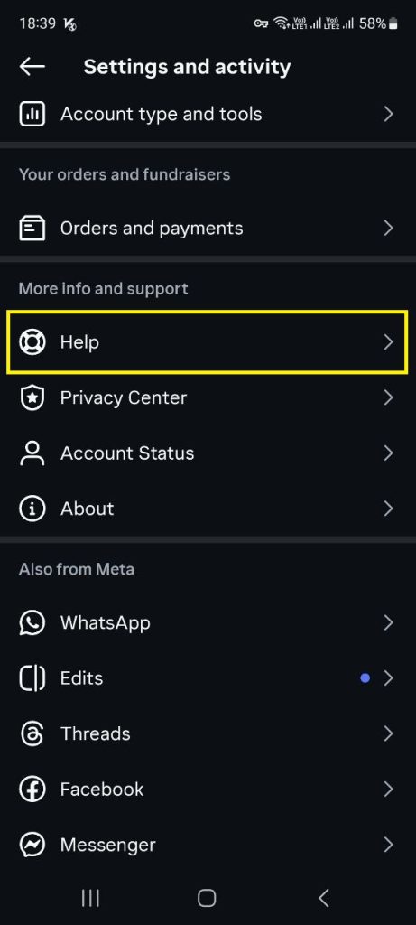 پشتیبانی اینستاگرام