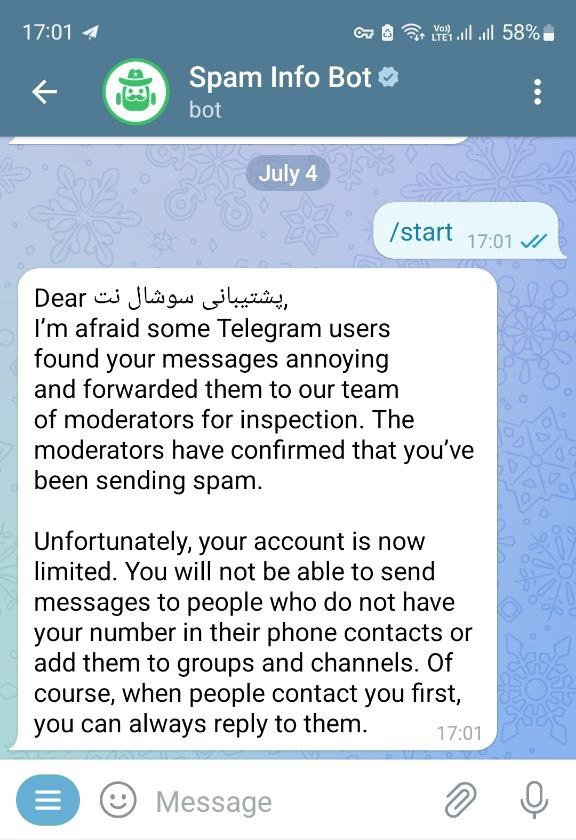 ریپورت نیستم ولی نمی‌تونم پیام بدم